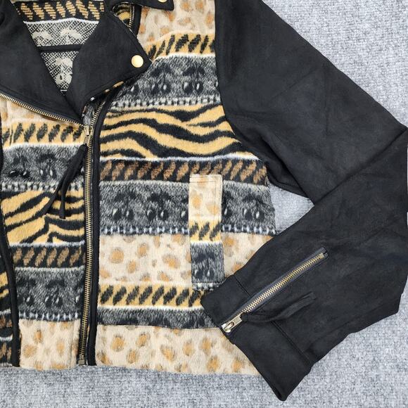 Oli Hali Jacket Womens Large Animal Print Moto Zip Biker Boho Aztec Southwestern - Picture 14 of 16